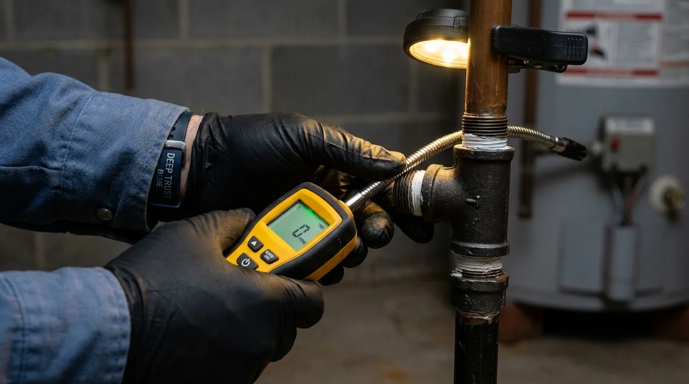 Gas leak detection with electronic sniffer by Johns Plumbing LLC in Holly Springs