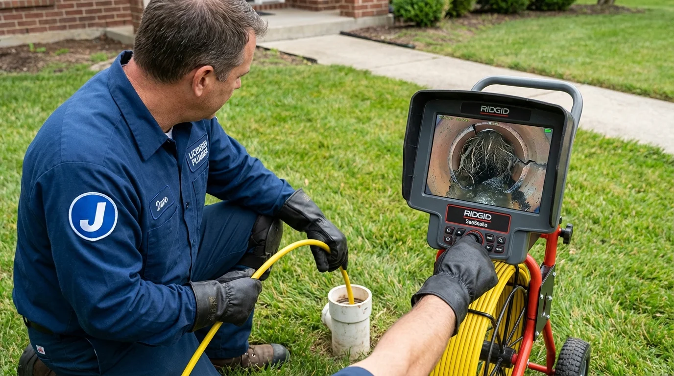 Sewer camera inspection being performed by Johns Plumbing LLC in Holly Springs